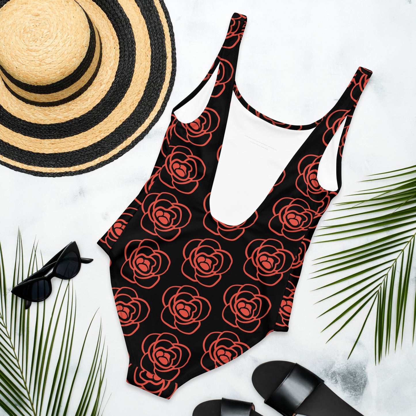 Nerd Meets Curvy Orange Rose One-Piece Swimsuit