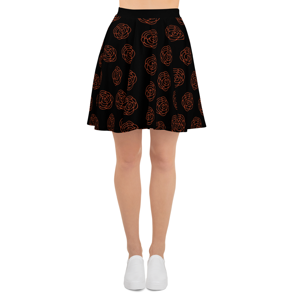 Nerd Meets Curvy Orange Rose Skater Skirt