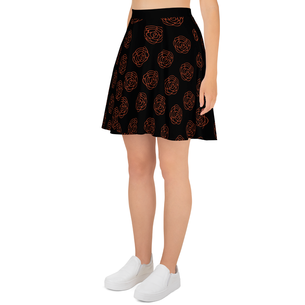 Nerd Meets Curvy Orange Rose Skater Skirt