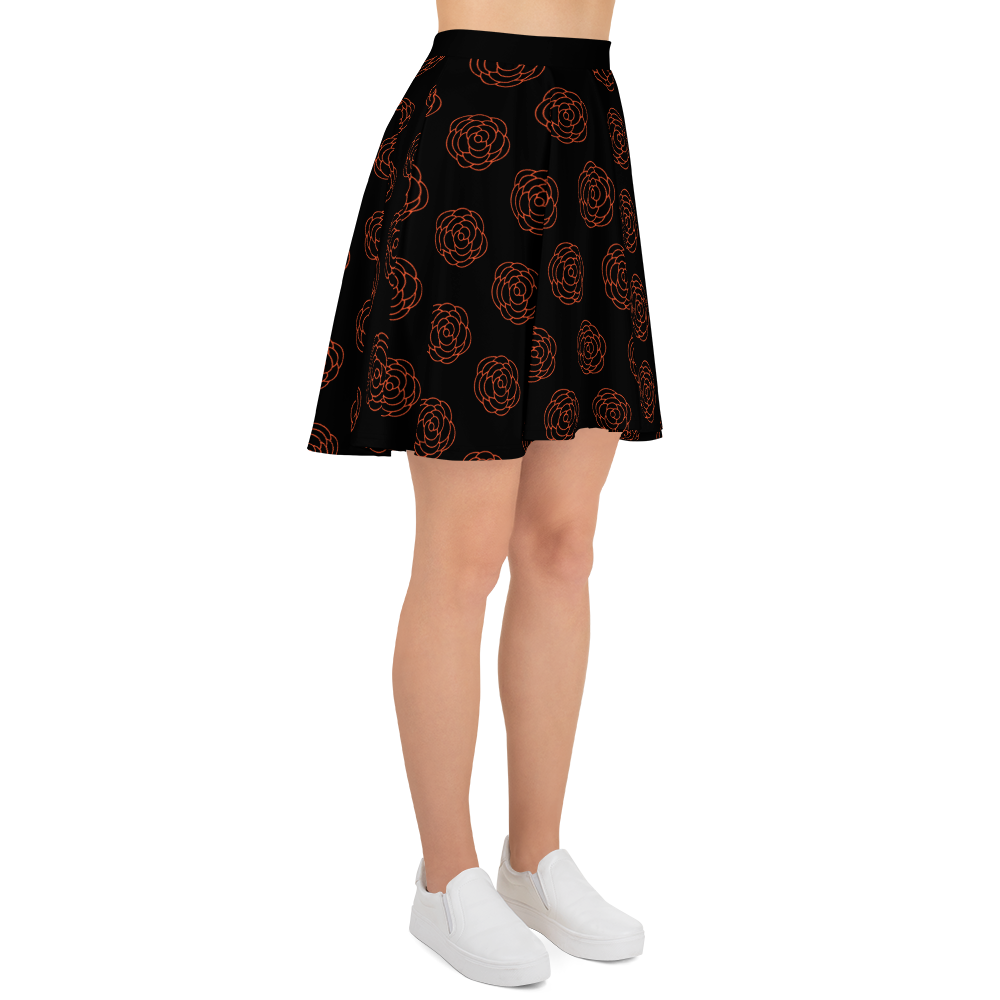 Nerd Meets Curvy Orange Rose Skater Skirt