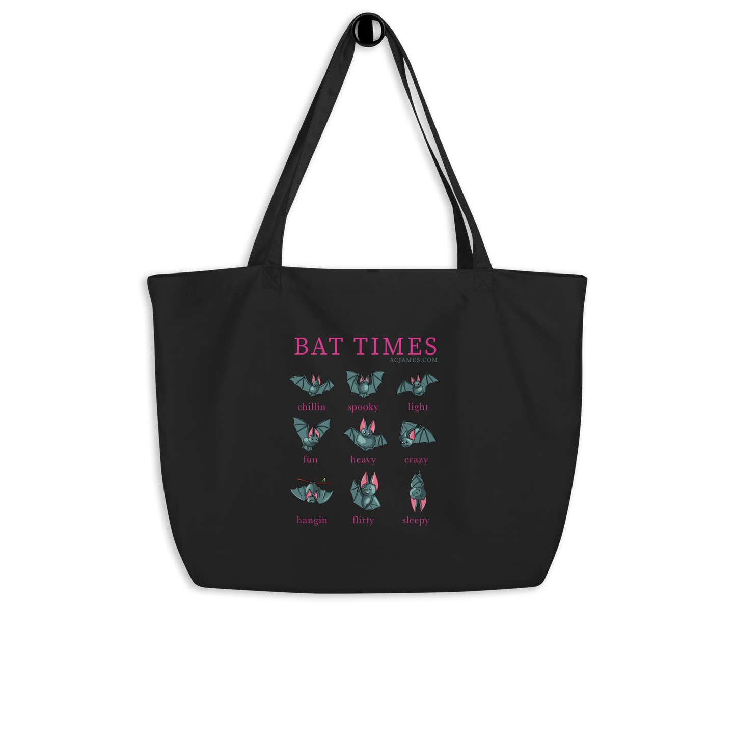 Bat Times Large Organic Tote Bag