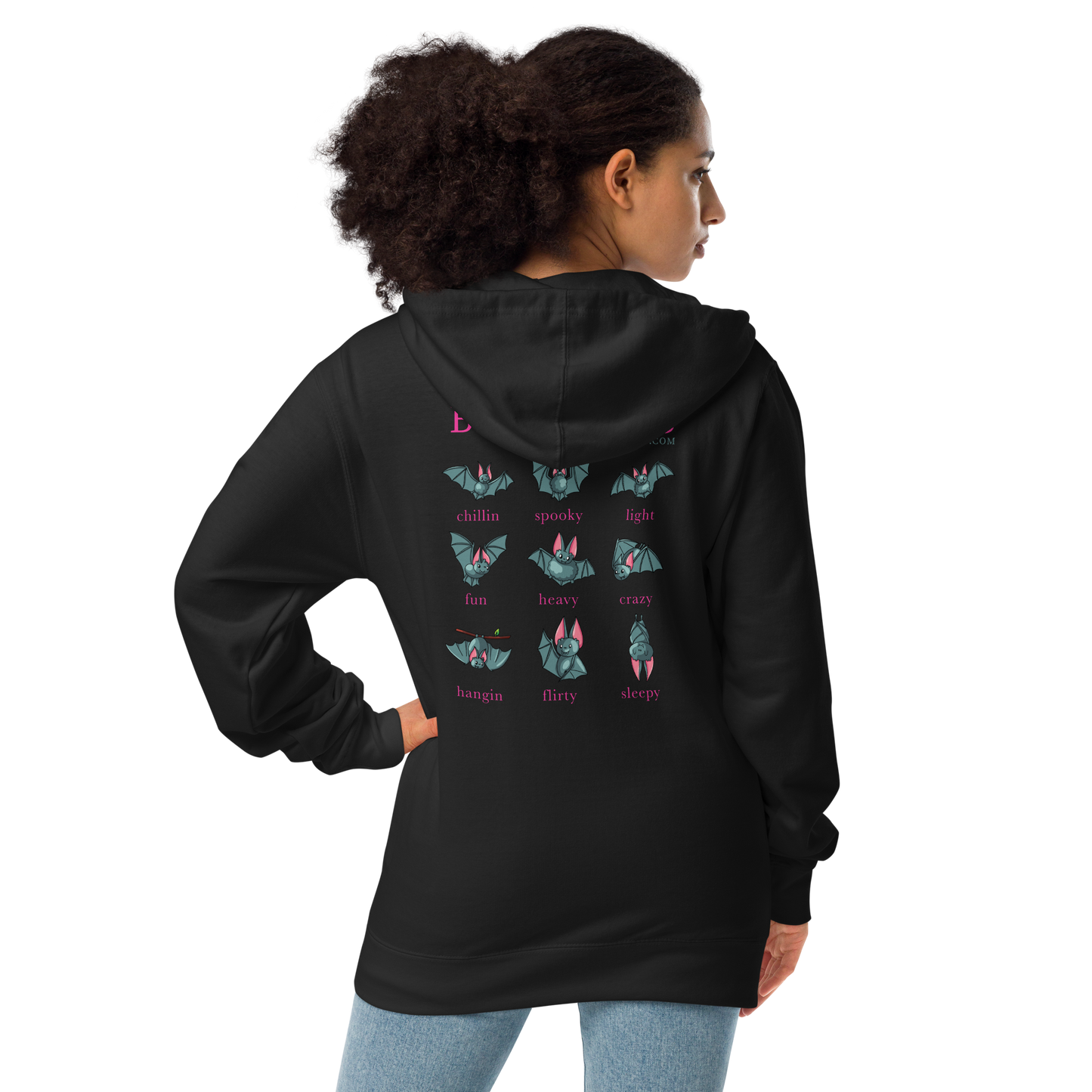 Bat Times Unisex Fleece Zip Up Hoodie