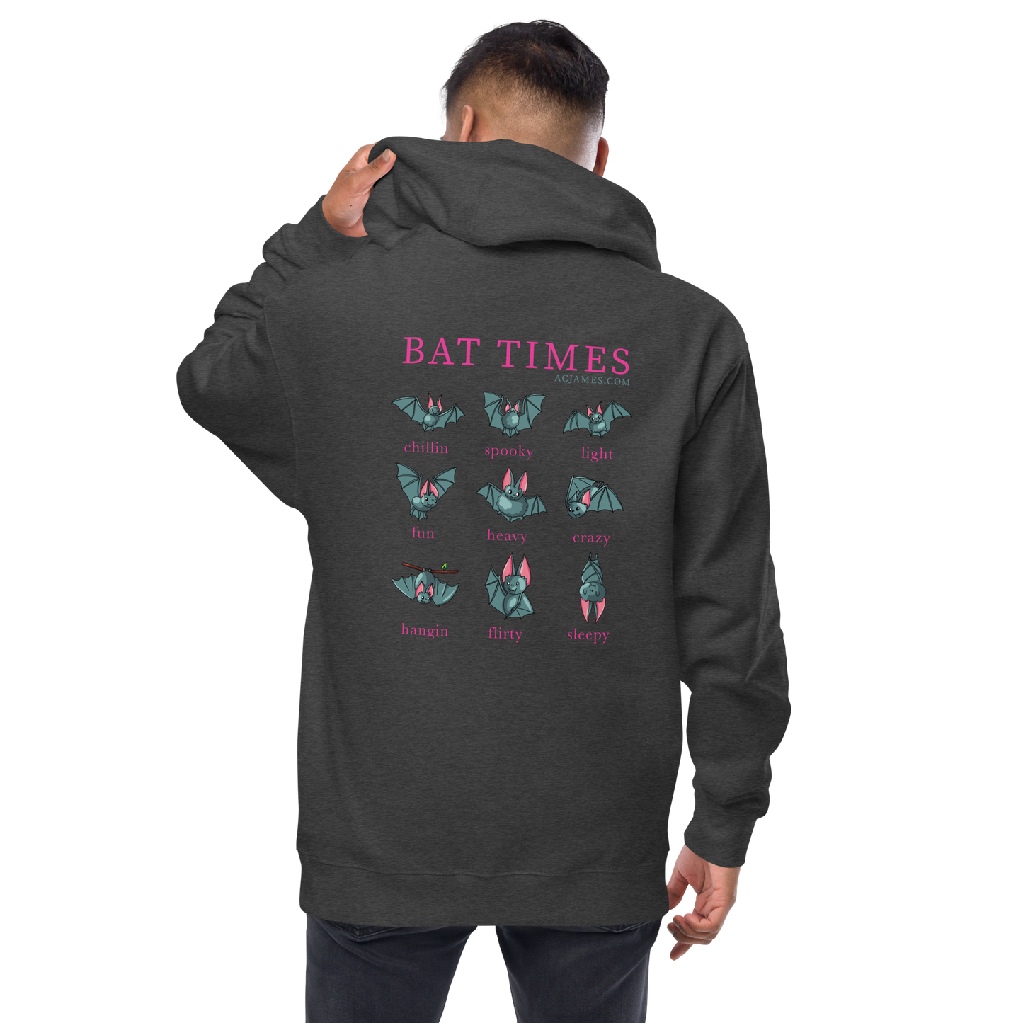 Bat Times Unisex Fleece Zip Up Hoodie