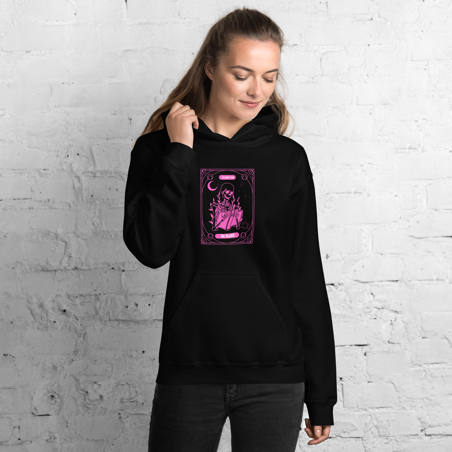 The Reader Tarot Unisex Hoodie (Pink)