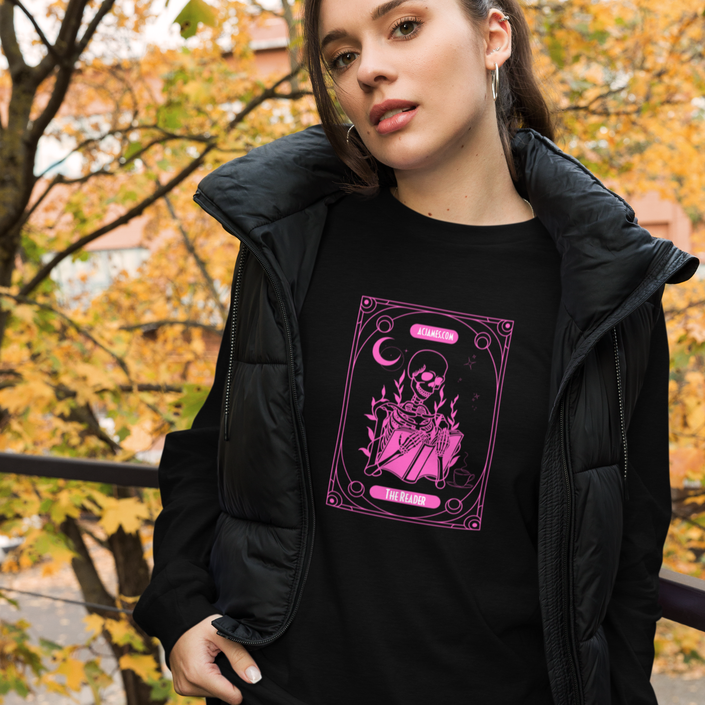 The Reader Tarot Unisex Long Sleeve Tee (Pink)