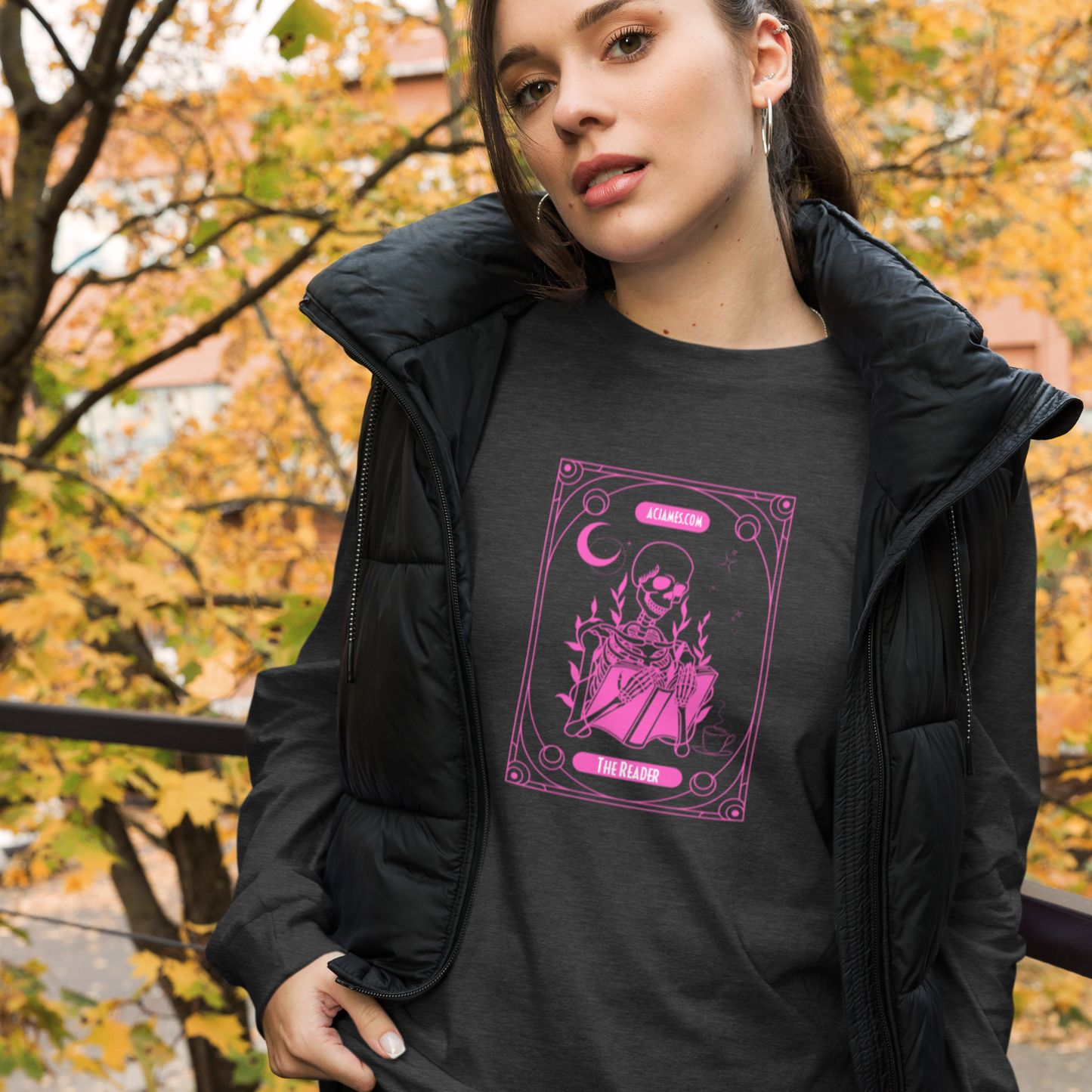 The Reader Tarot Unisex Long Sleeve Tee (Pink)
