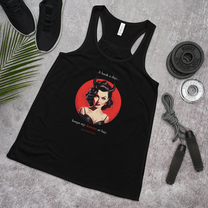 A Book A Day Keeps My Demons At Bay Women's Flowy Racerback Tank