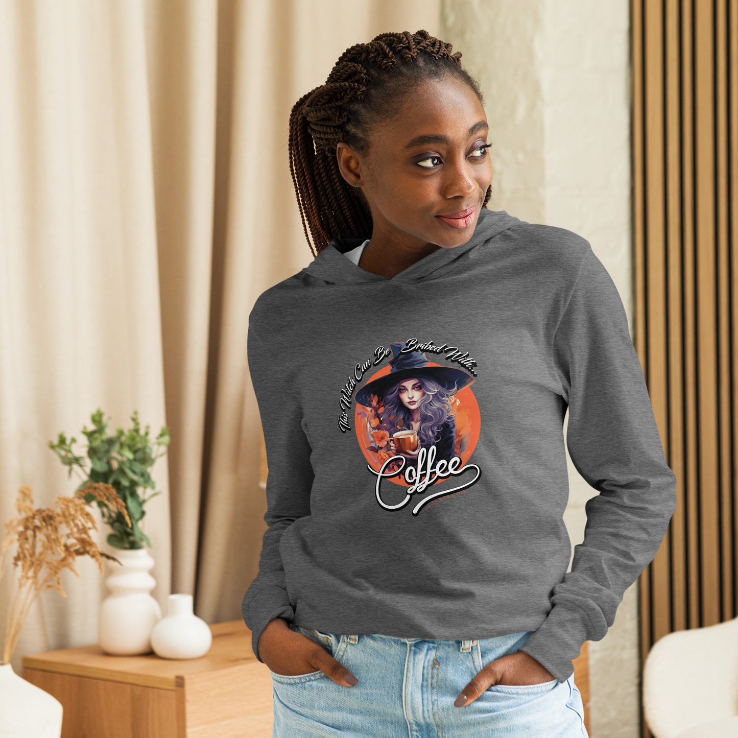 This Witch Can Be Bribed With Coffee Hooded Long-Sleeve Tee