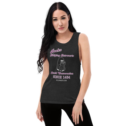 Books Helping Introverts Ladies’ Muscle Tank