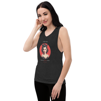 A Book A Day Keeps My Demons At Bay Ladies’ Muscle Tank