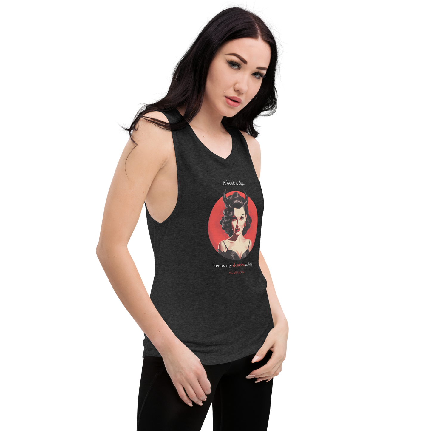 A Book A Day Keeps My Demons At Bay Ladies’ Muscle Tank