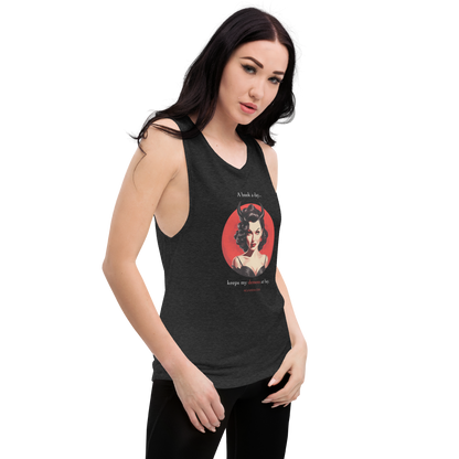 A Book A Day Keeps My Demons At Bay Ladies’ Muscle Tank