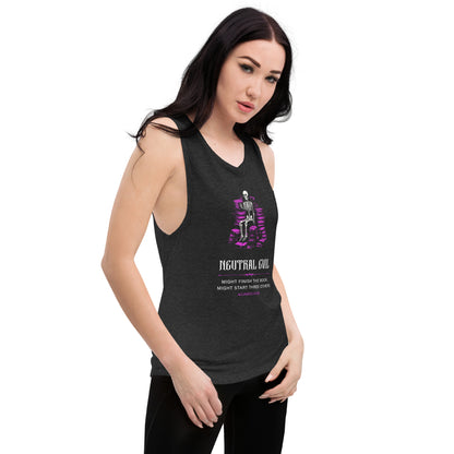 Neutral Evil Book Lover Alignment Ladies’ Muscle Tank